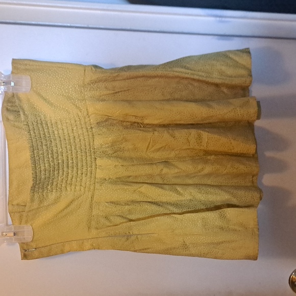 🇨🇵French connection Strapless baby doll mustard gold Crop blouse with Side zip - Picture 3 of 5